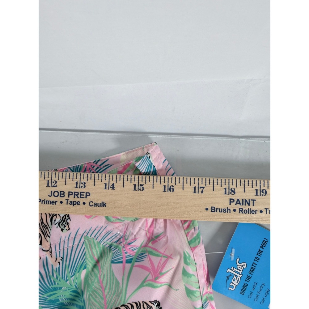 Dolfin Men's Uglies‎ 8" Boardy Swim Shorts Pink Tiger Palm Tree Size M NWT - Picture 9 of 10